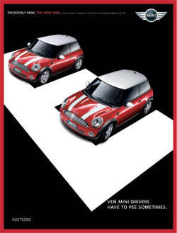 Pubblicità Mini Cooper BMW: lettera E